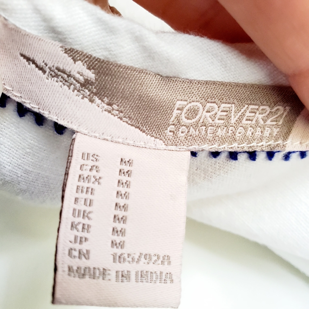 Forever21 embroidered dress M blue and white - Picture 4 of 7